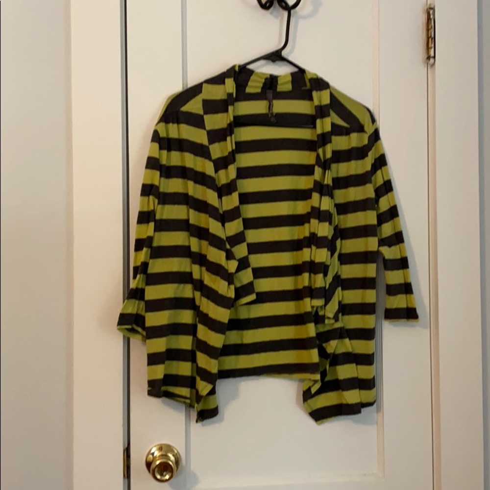 Gray and lime striped cardigan